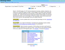 Tablet Screenshot of genealogyindexer.org